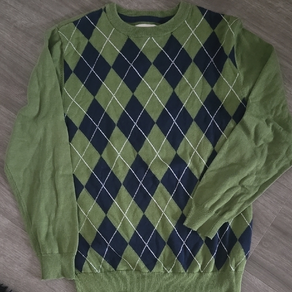3/$15🌟 Green and Black Crewneck Argyle Sweater
